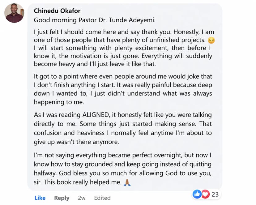 Chinedu Okafor testimonial screenshot