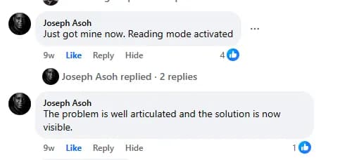 Joseph Asoh testimonial screenshot
